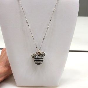 PERCH 32 INCH SILVER TONE CRYSTAL BALLS NECKLACE